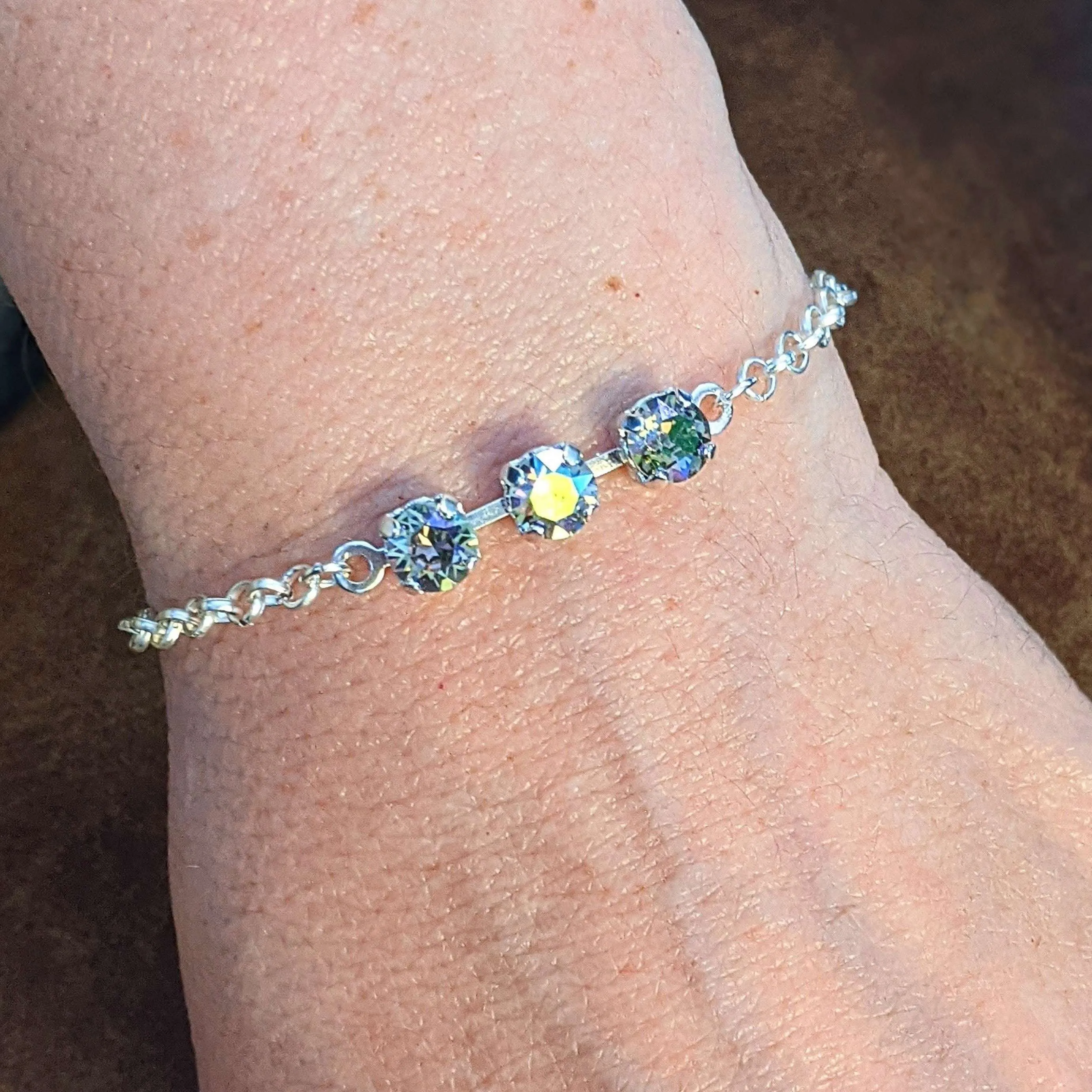 Minimalist Brilliant Three Faceted Crystal Bracelet