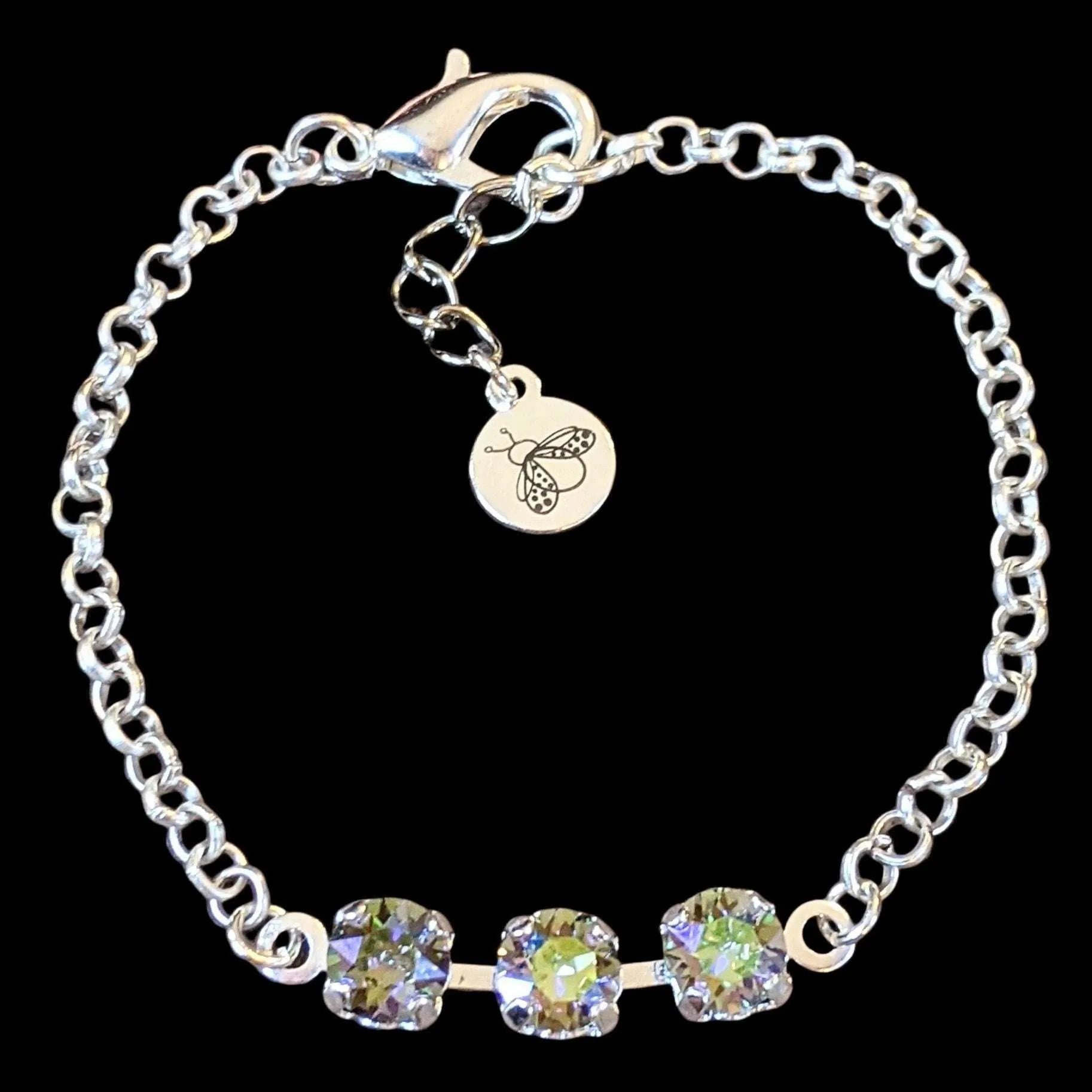 Minimalist Brilliant Three Faceted Crystal Bracelet