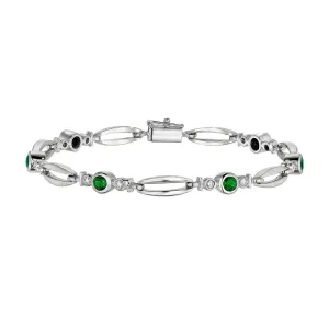 Modern Emerald and Diamond Bracelet