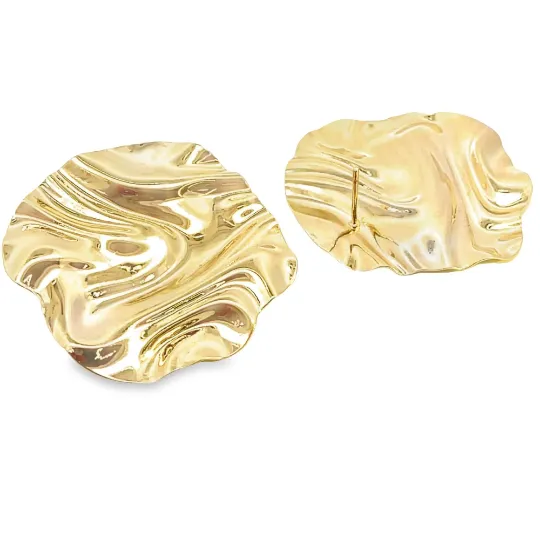 Modern Folded Round Ruffle Earrings (L465)