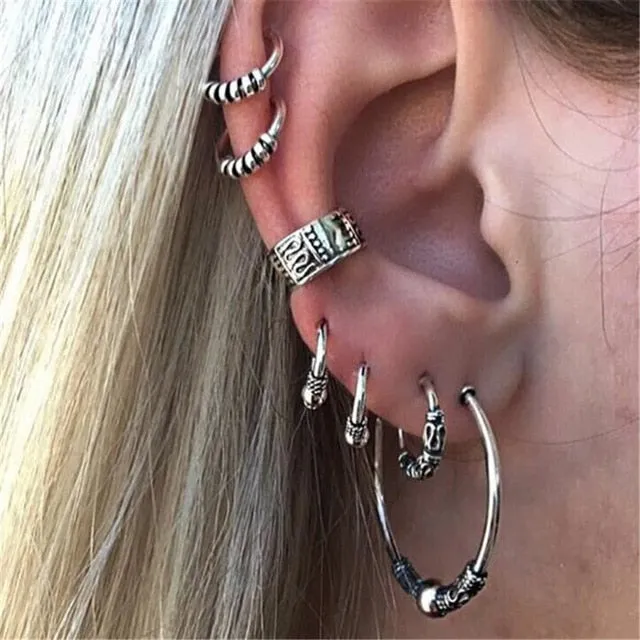 Modyle 2020 New Fashion Gold Color Earrings For Woman Trendy Geometric Map Circle Moon Star Stud Earrings Set Female Jewelry