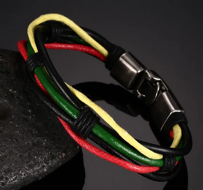 Multi-Layer Genuine Bracelete Leather Man Bracelets for men Casual/Sporty Alloy Hook Link Chain Men Jewelry Bracelets & Bangle