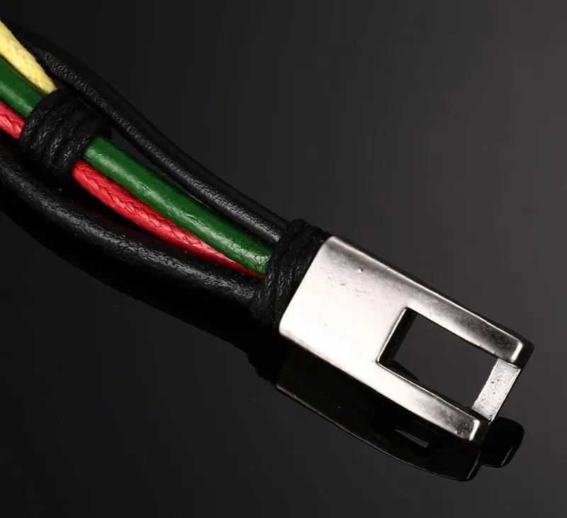 Multi-Layer Genuine Bracelete Leather Man Bracelets for men Casual/Sporty Alloy Hook Link Chain Men Jewelry Bracelets & Bangle