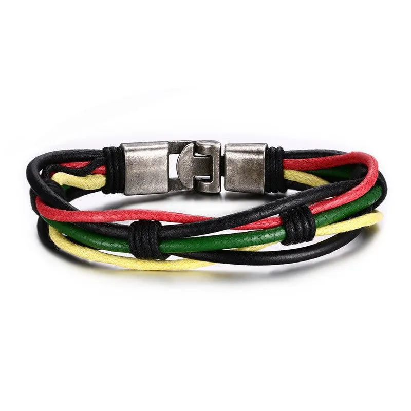 Multi-Layer Genuine Bracelete Leather Man Bracelets for men Casual/Sporty Alloy Hook Link Chain Men Jewelry Bracelets & Bangle