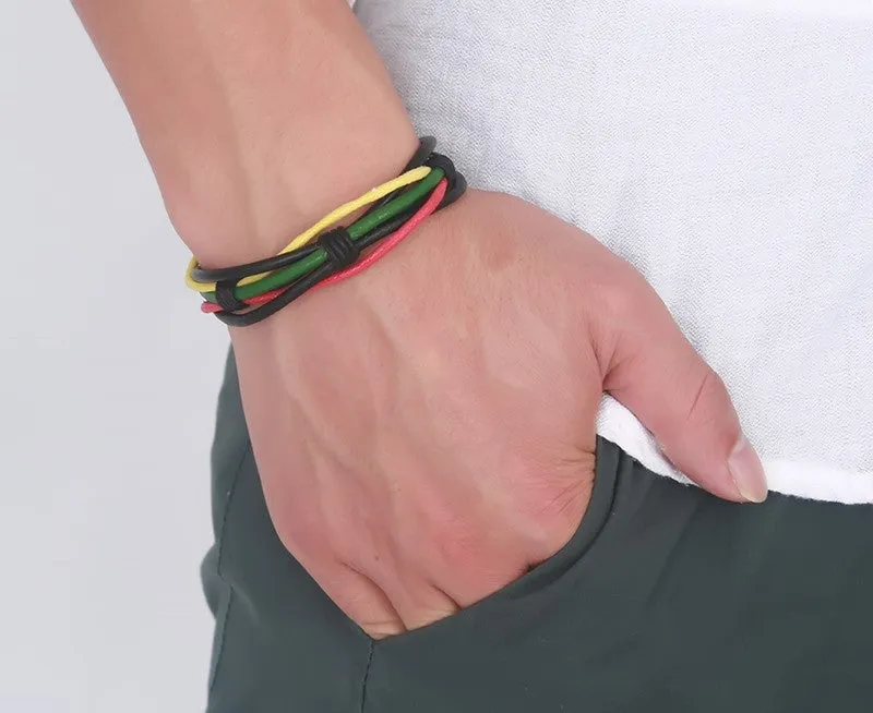 Multi-Layer Genuine Bracelete Leather Man Bracelets for men Casual/Sporty Alloy Hook Link Chain Men Jewelry Bracelets & Bangle