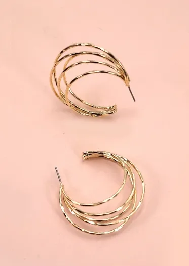 Multi Row Hoop Earrings, Gold