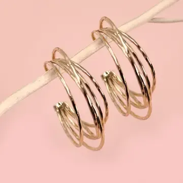 Multi Row Hoop Earrings, Gold