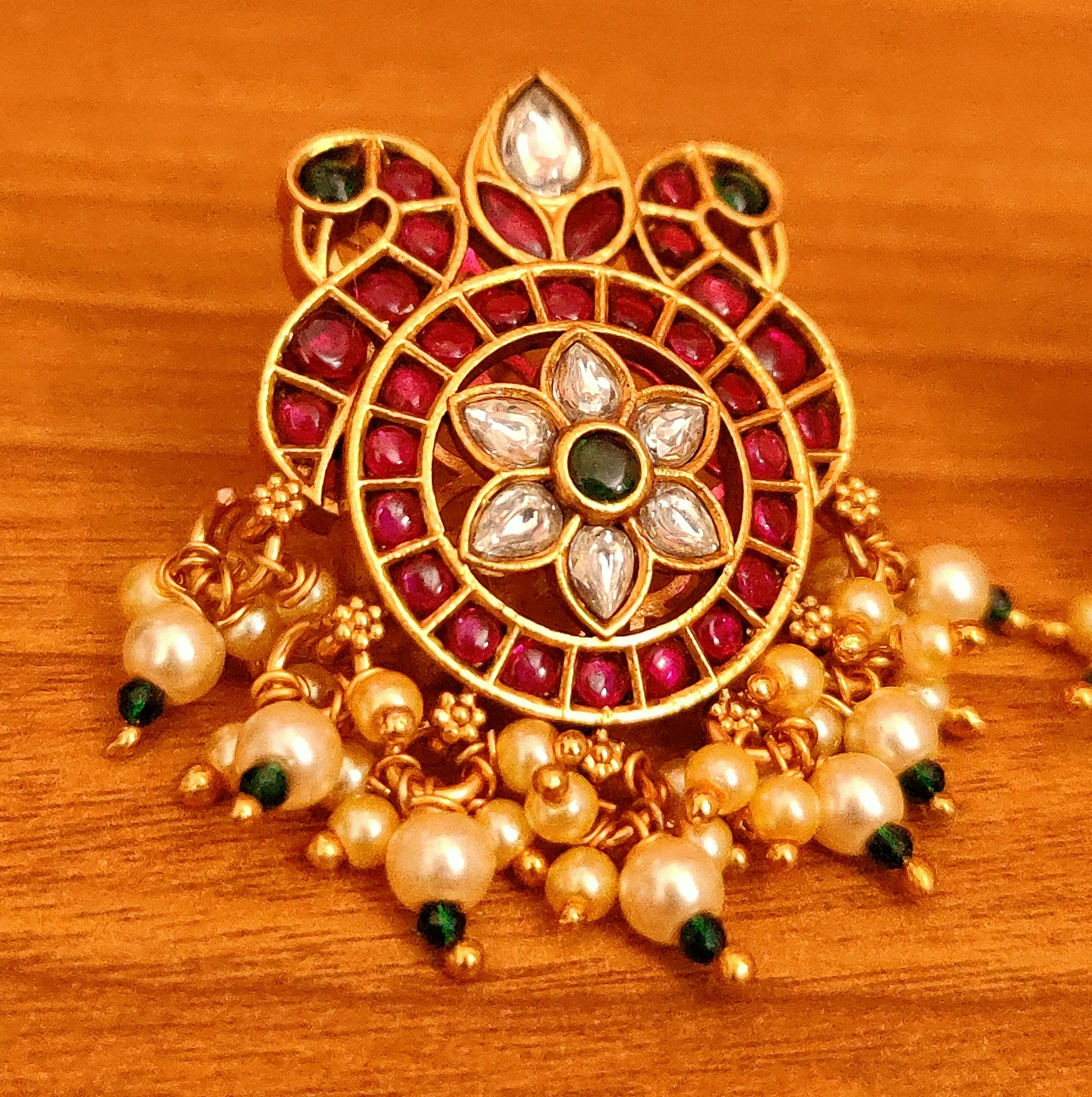 MULTICOLUR REAL KEMPU KUNDAN LOOK EARRINGS
