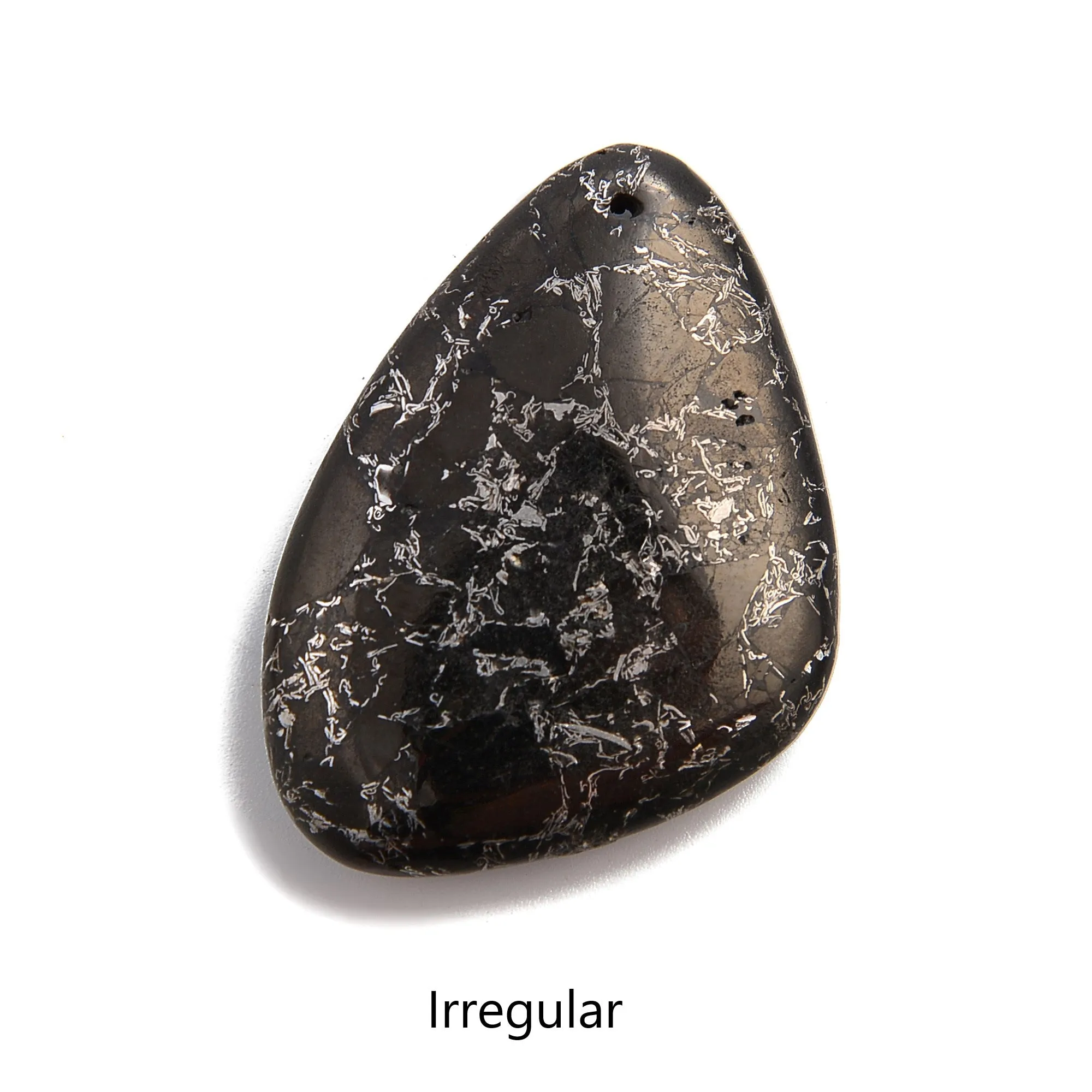 Natural Black Jet Stone Pendant Teardrop or Irregular Shape Approx 30x40mm