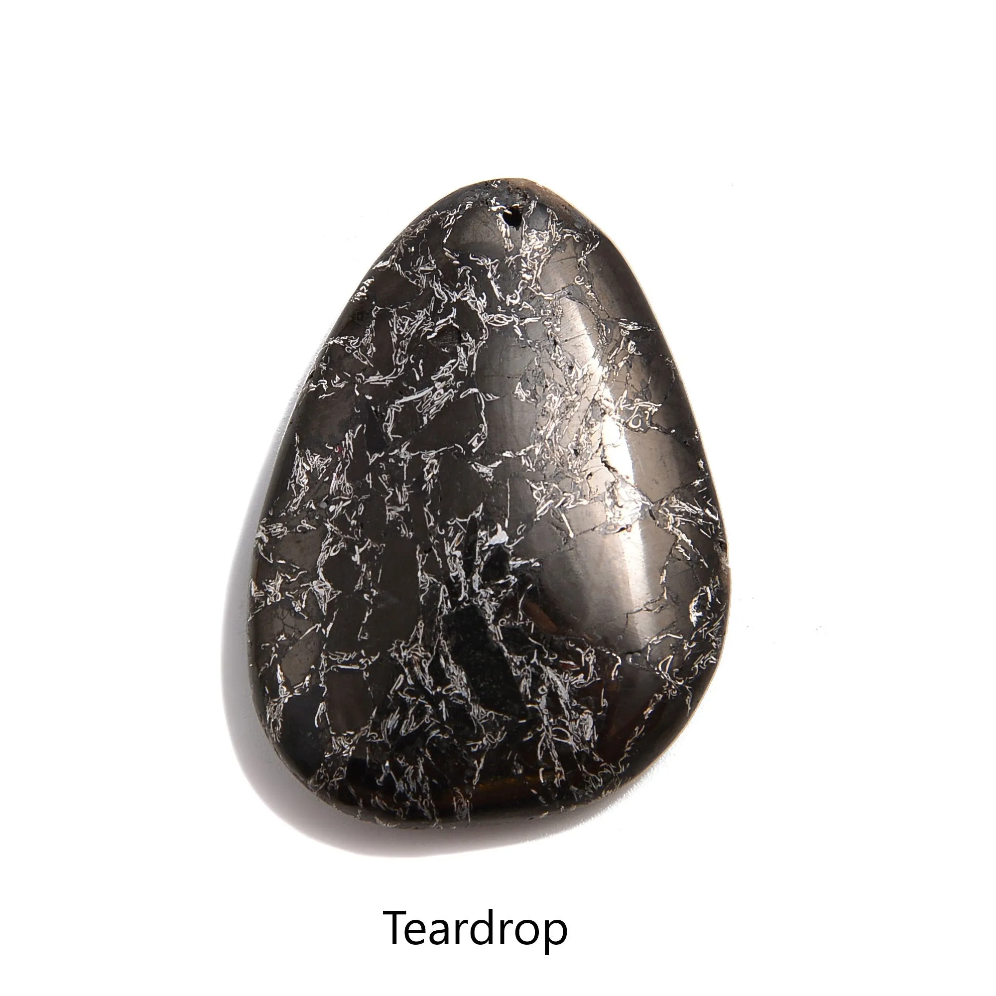 Natural Black Jet Stone Pendant Teardrop or Irregular Shape Approx 30x40mm