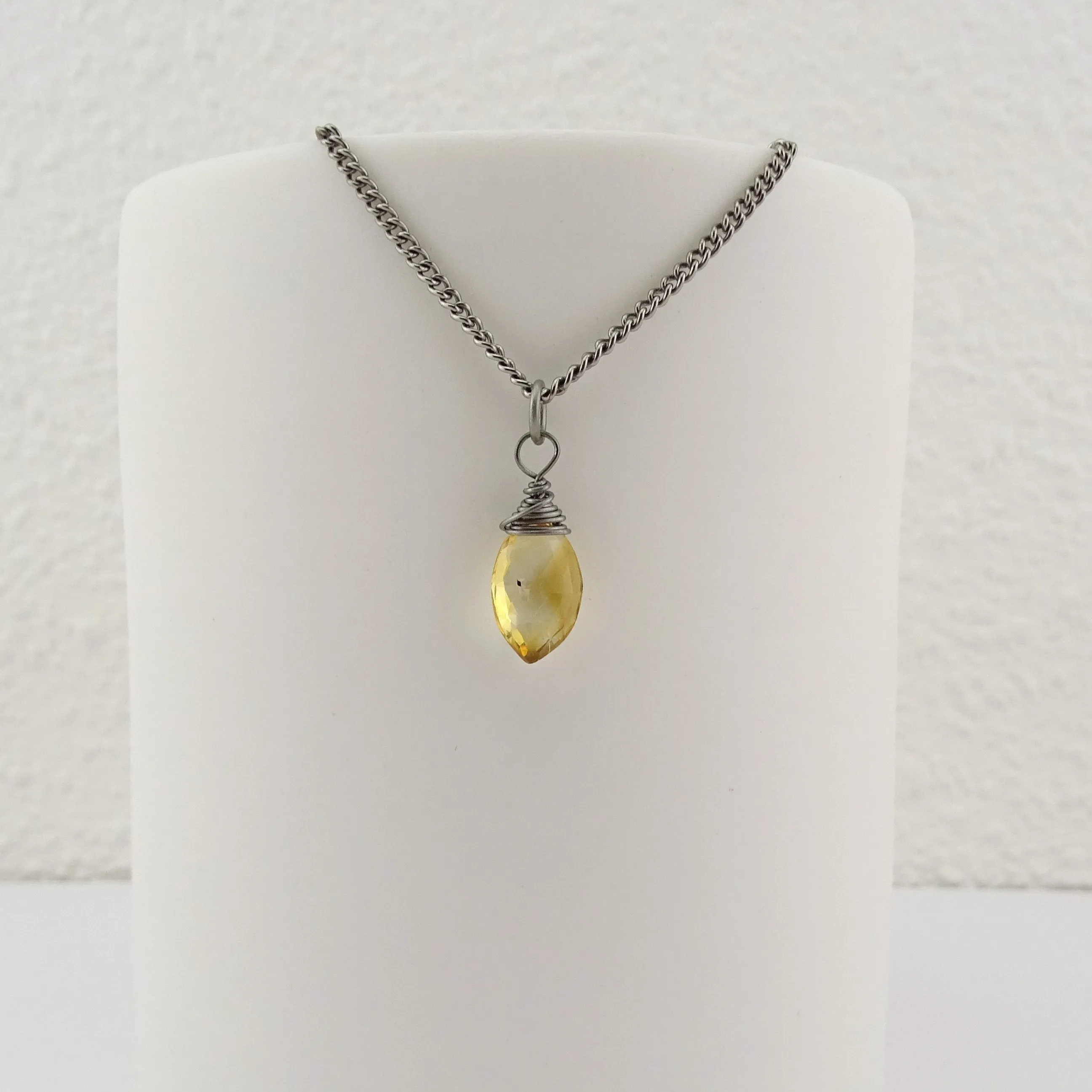 Niobium Wire Wrapped Citrine Pendant