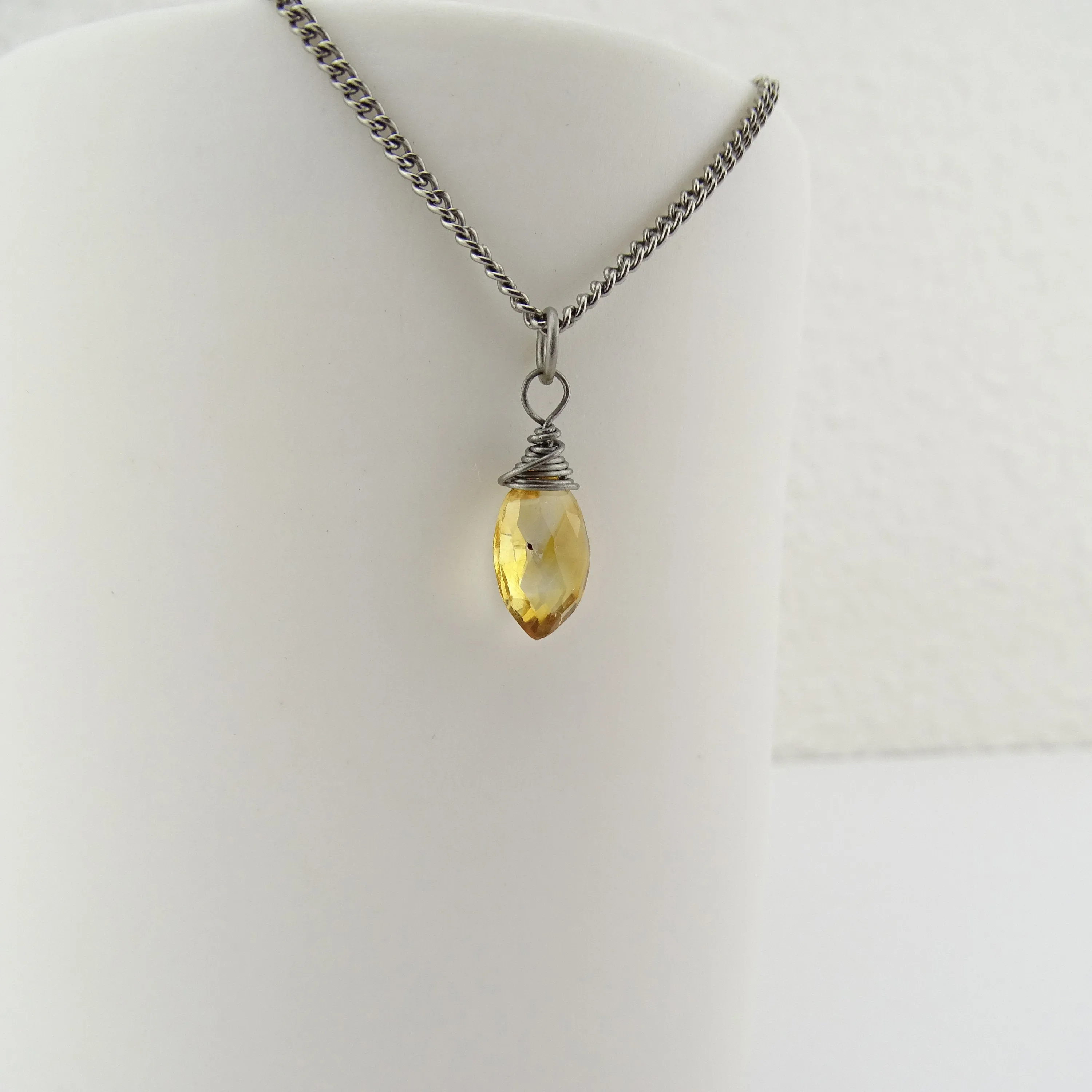 Niobium Wire Wrapped Citrine Pendant