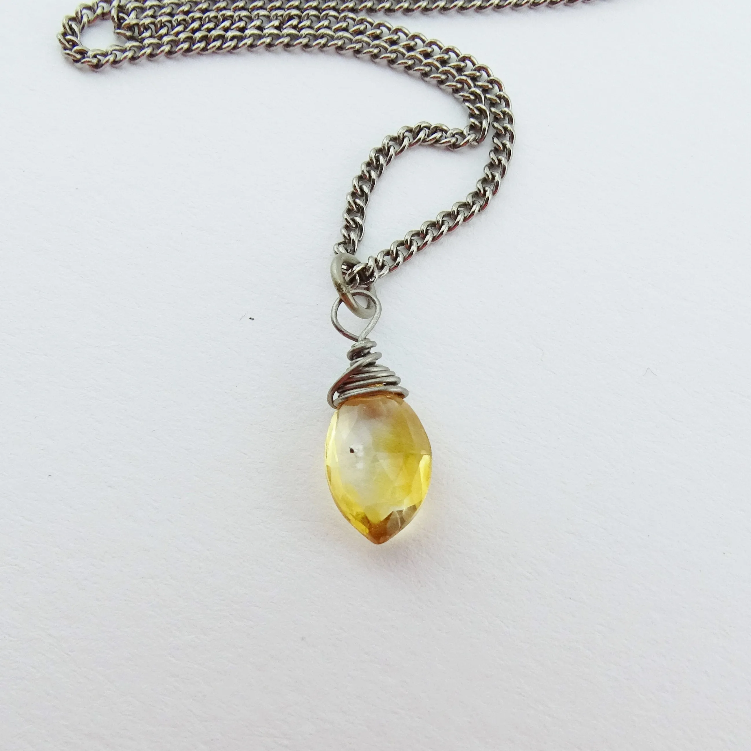 Niobium Wire Wrapped Citrine Pendant