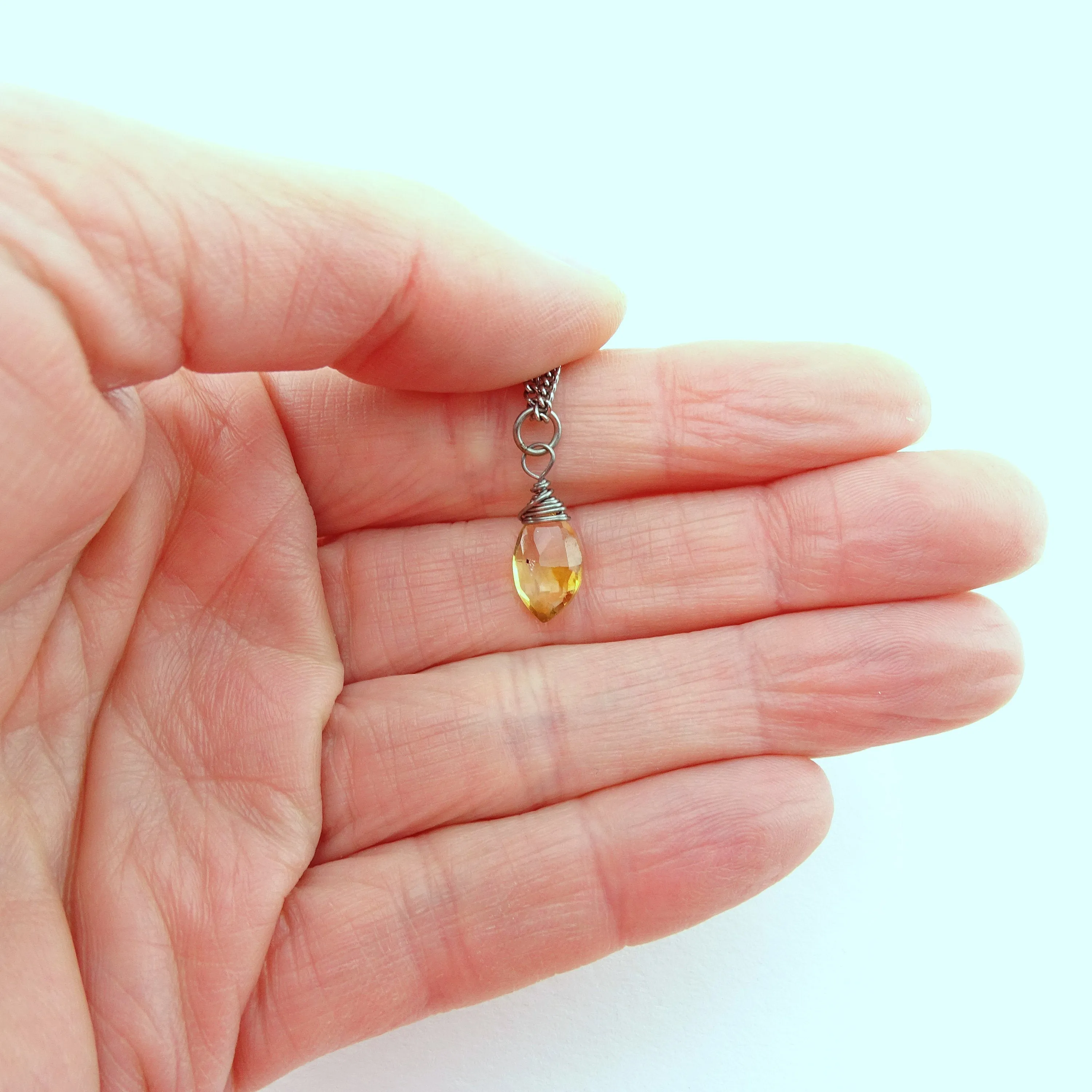 Niobium Wire Wrapped Citrine Pendant