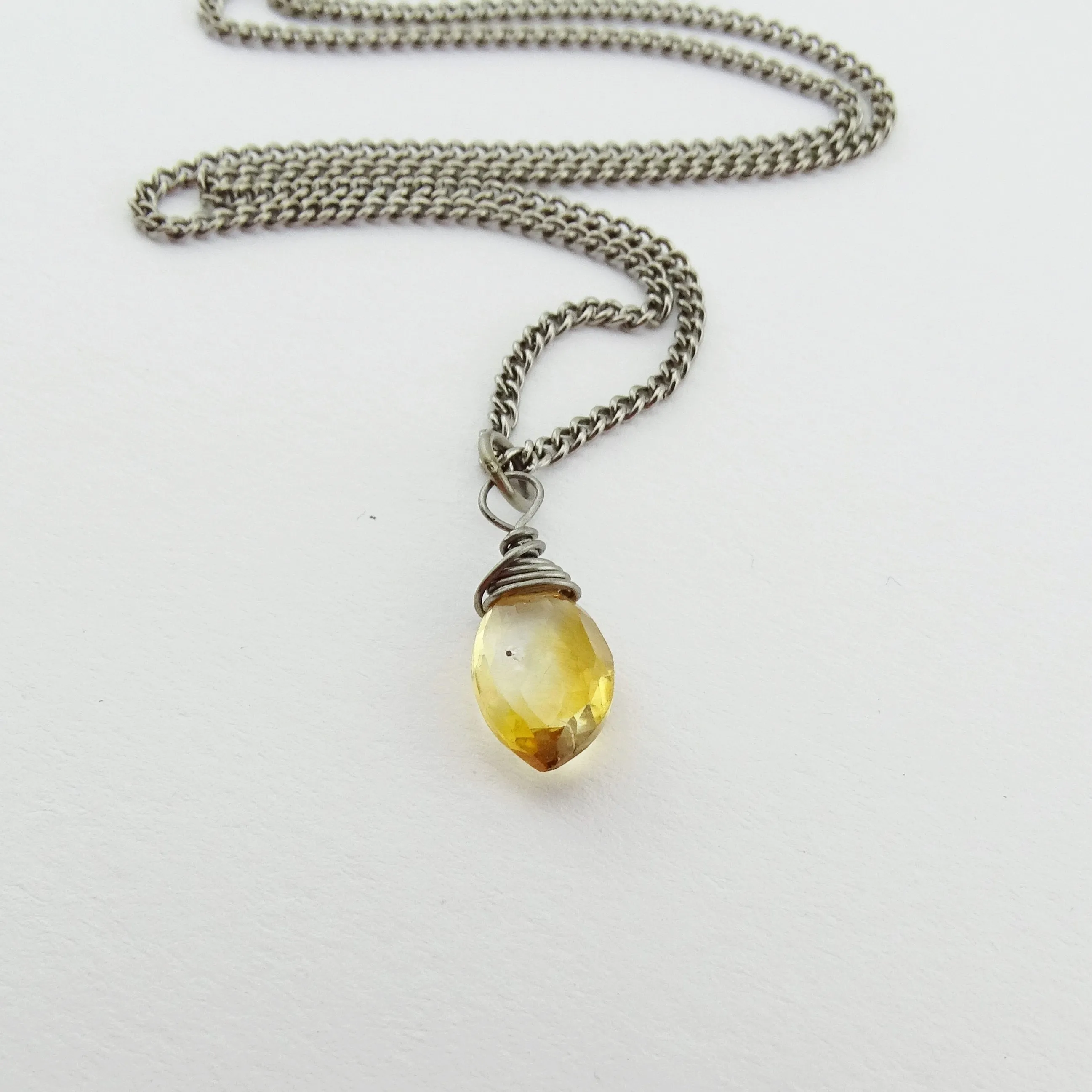 Niobium Wire Wrapped Citrine Pendant