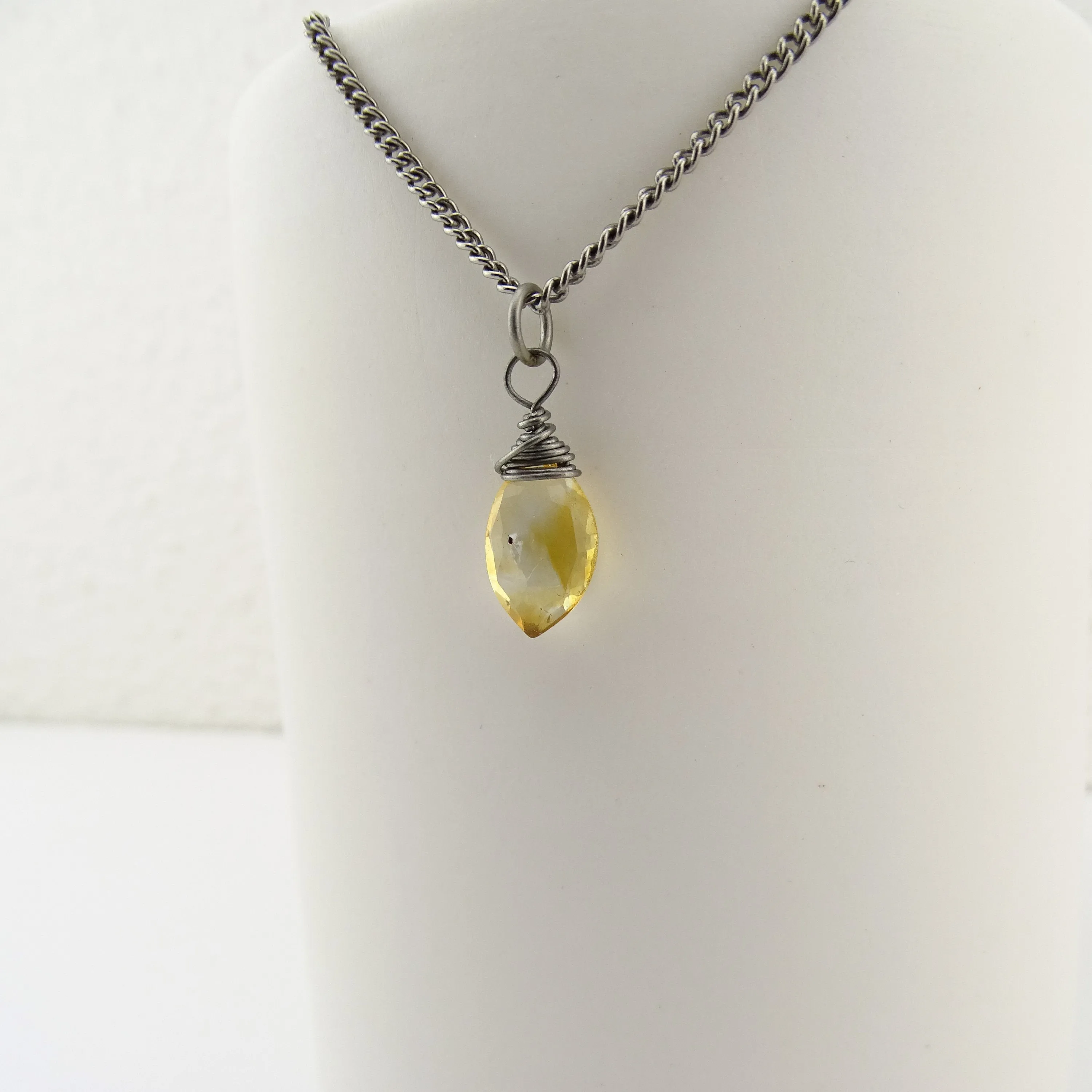 Niobium Wire Wrapped Citrine Pendant