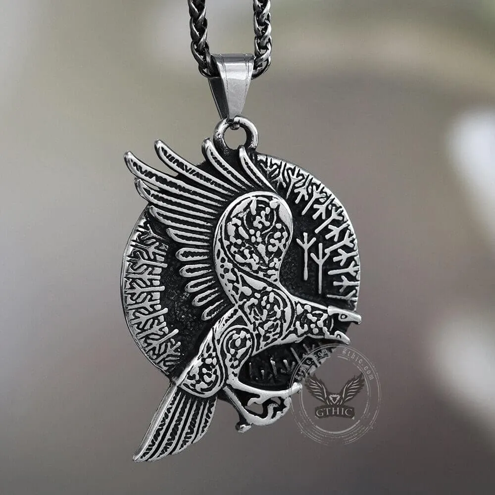 Nordic Raven Stainless Steel Viking Pendant