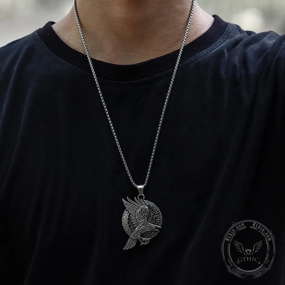 Nordic Raven Stainless Steel Viking Pendant