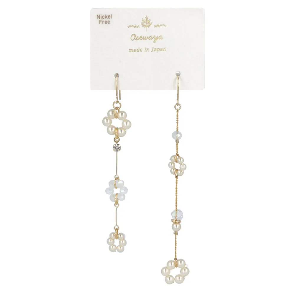 Nostalgic Pearl Flower Station Drop Earrings