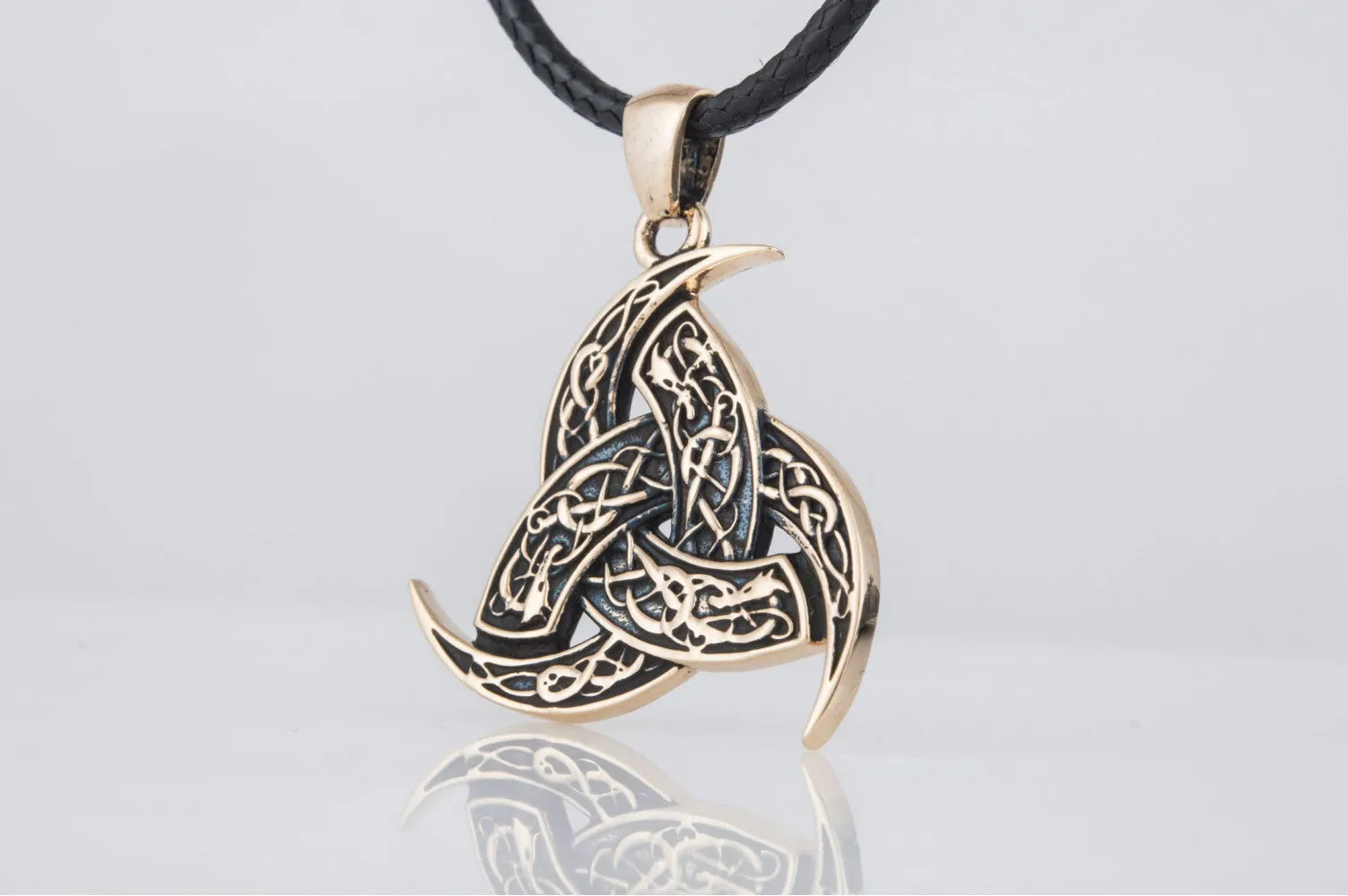 Odin Horn Pendant with Urnes Ornament Bronze Unique Jewelry