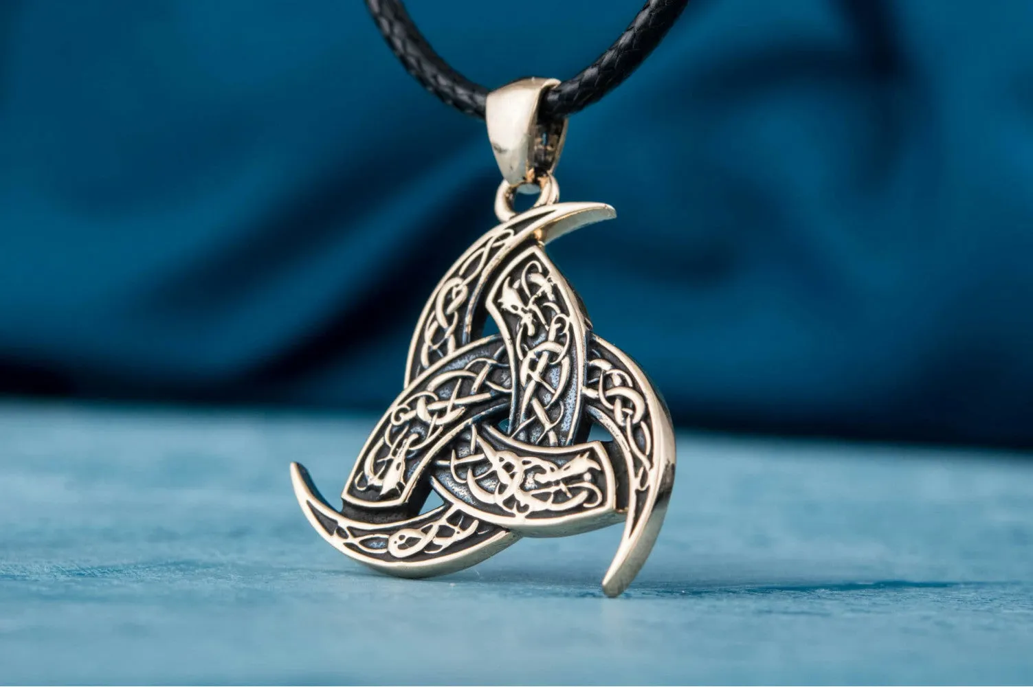 Odin Horn Pendant with Urnes Ornament Bronze Unique Jewelry