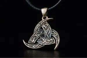 Odin Horn Pendant with Urnes Ornament Bronze Unique Jewelry