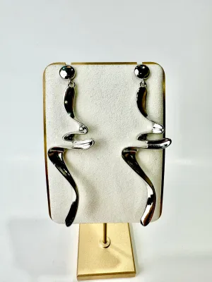 Oliv - Silver Twist Drop Earrings