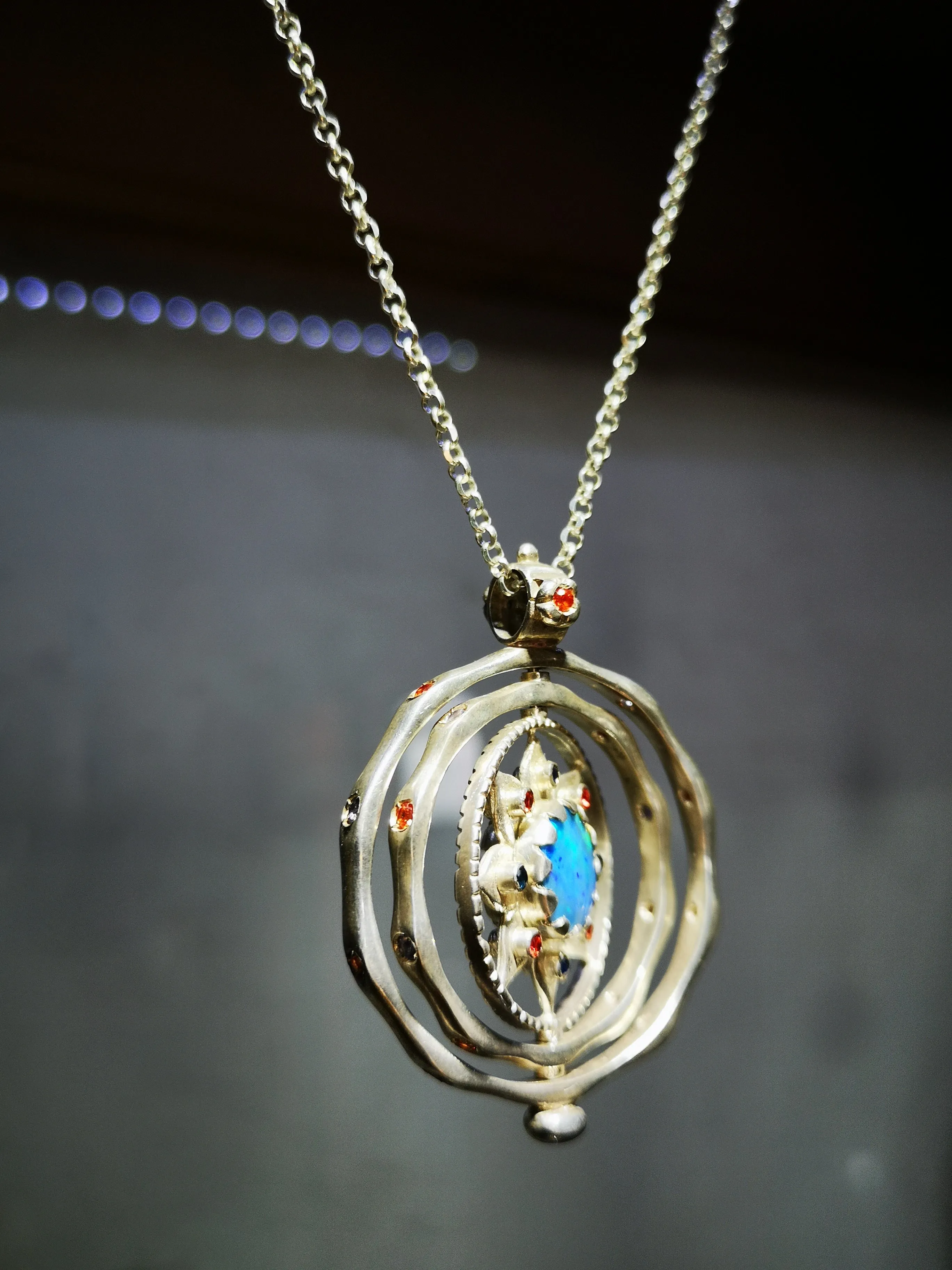 Opal Spinning Star Pendant