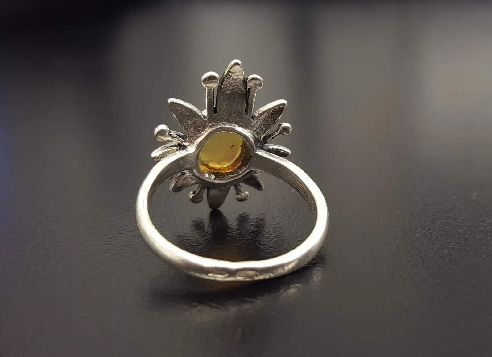 Opal Statement Ring - Large Flower Ring - Natural Fire Opal Ring