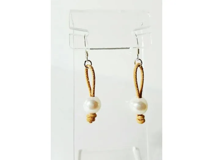 Pearl Leather Earrings, Casual Boho Chic earrings