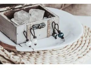 Pearl Leather Earrings, Casual Boho Chic earrings