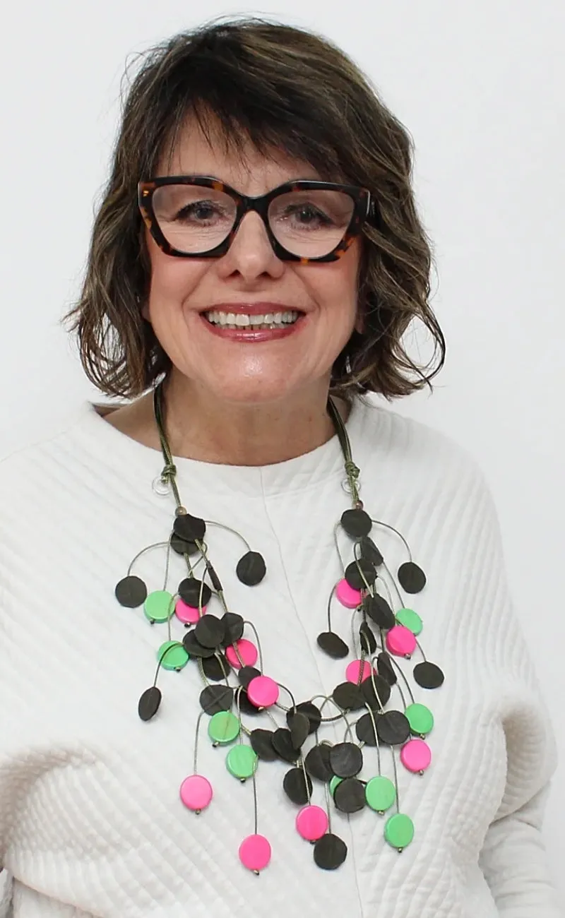 Penny Dangle Neck, Green/Pink