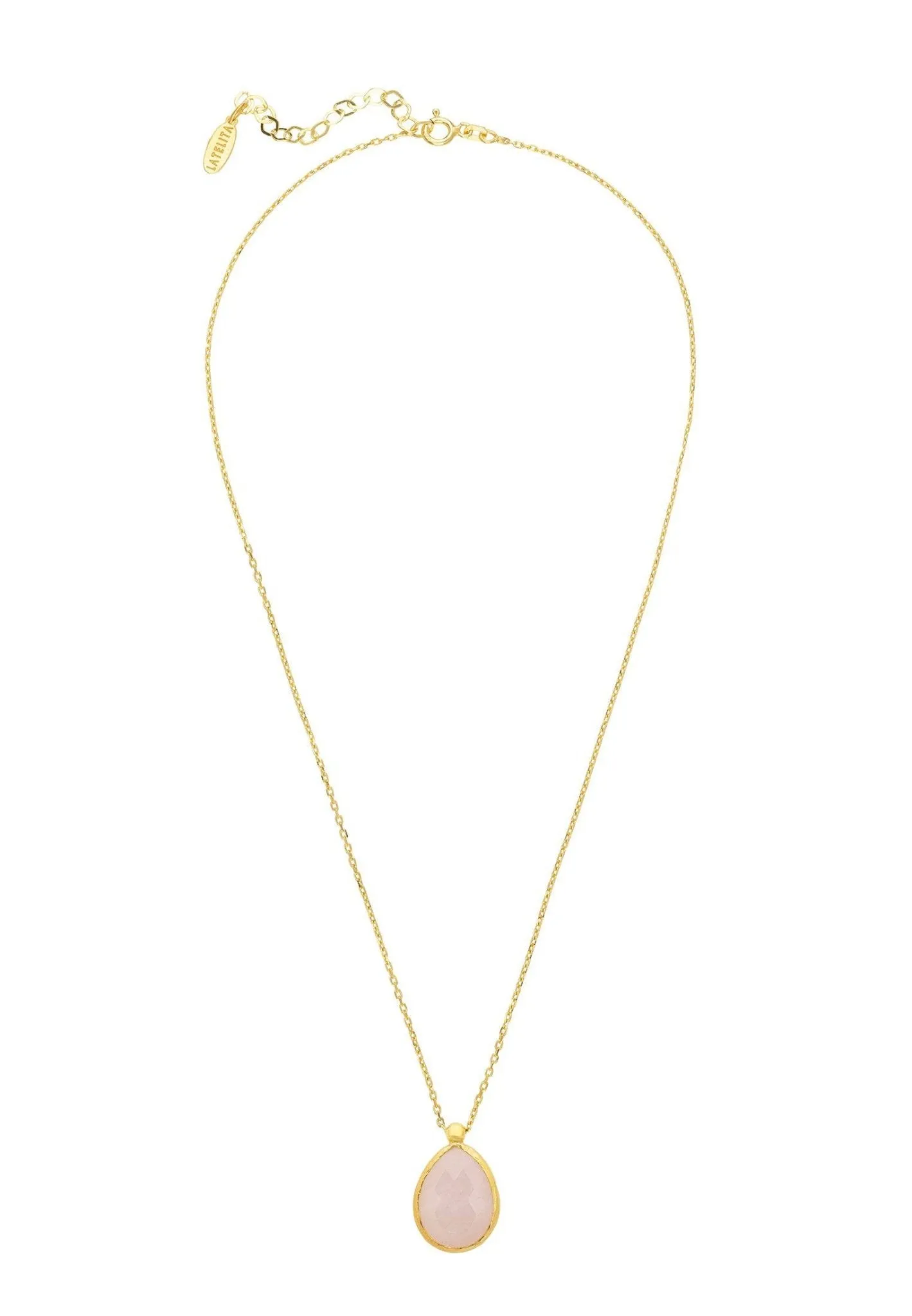 Petite Drop Necklace in Gold Rose Quartz