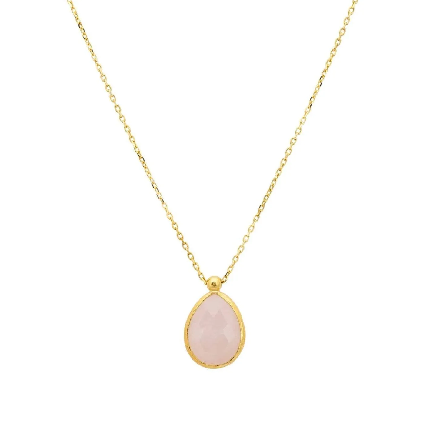 Petite Drop Necklace in Gold Rose Quartz