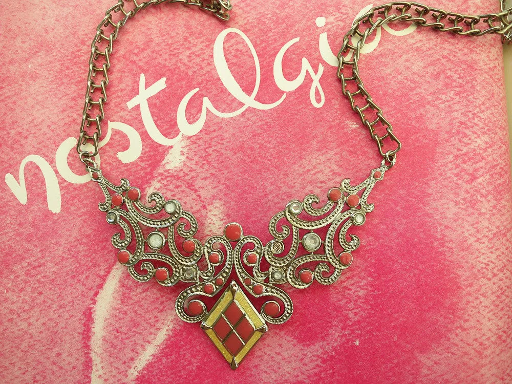 Pink and Yellow Statement Collar Necklace