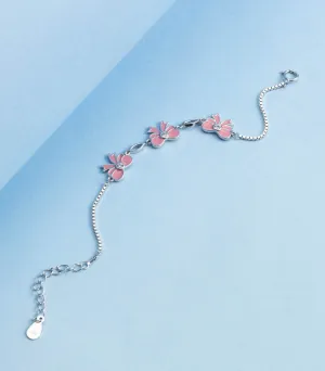 Pink Bow Bracelet (Silver)