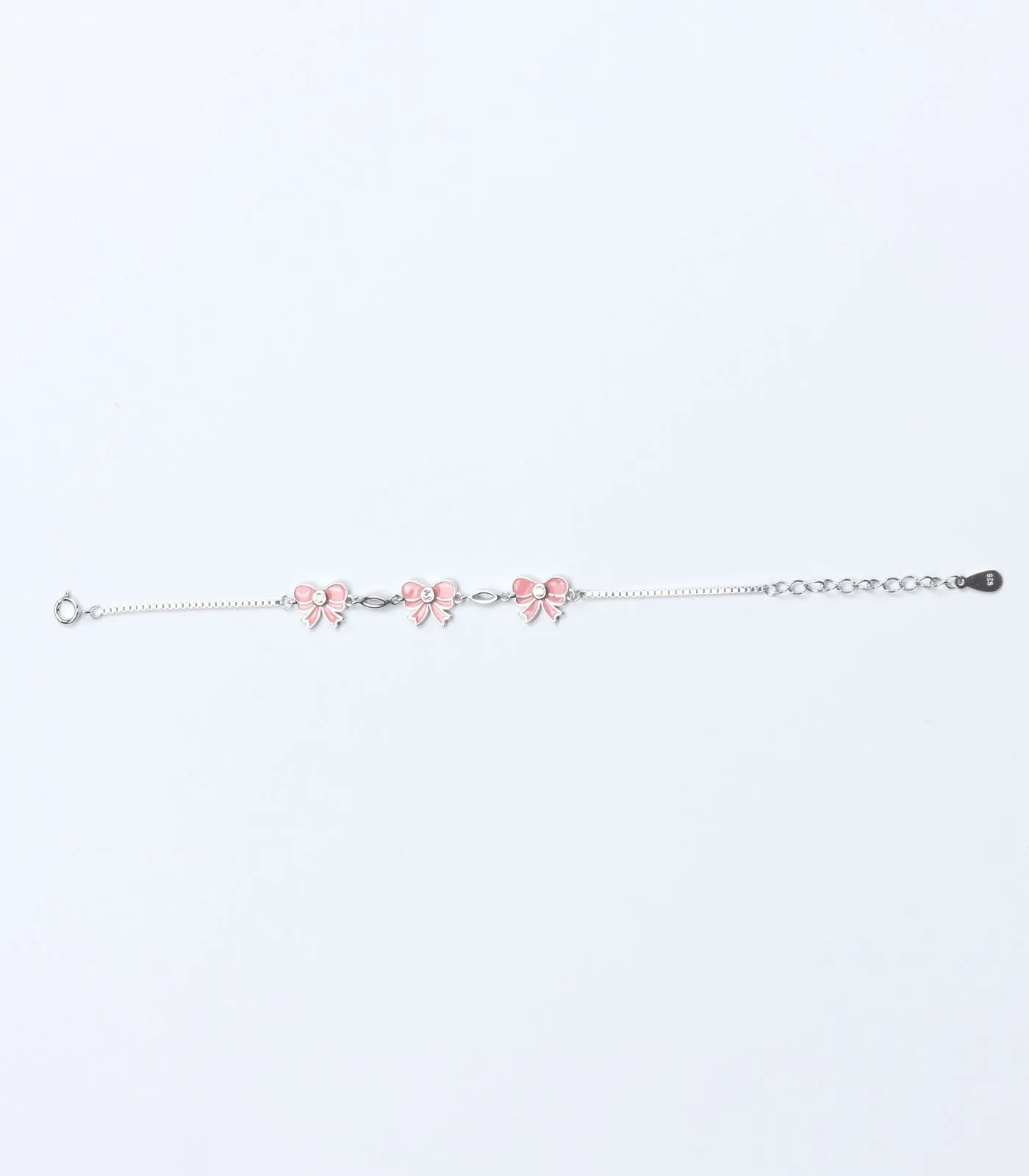 Pink Bow Bracelet (Silver)