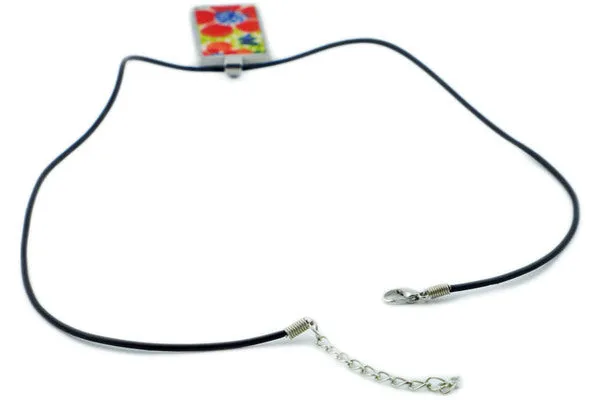Polish Pottery, Metal, Cord Necklace Colorful Days