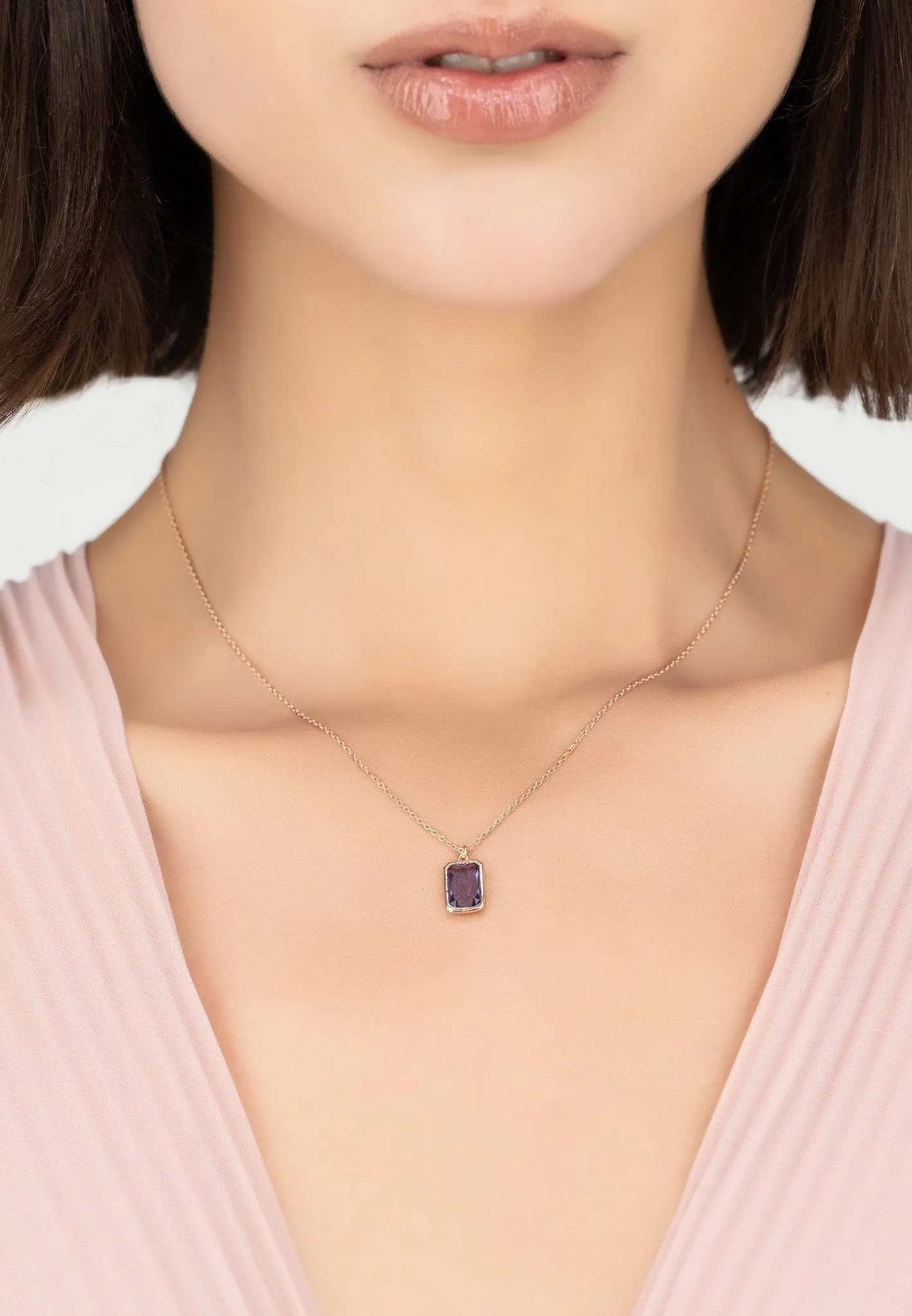 Portofino Necklace Dipped in Rose Gold Amethyst