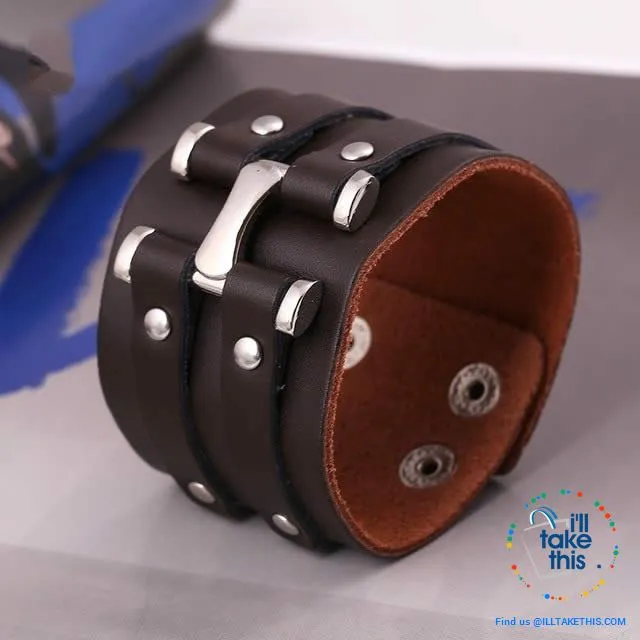 Punk/Vintage Style Wristband all made with Genuine Leather -  Braided, Wraps, Studs, Skulls   more