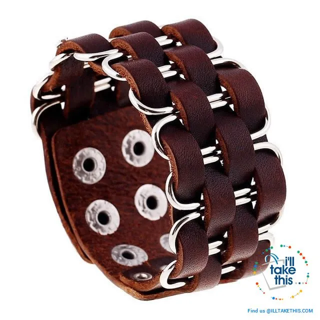 Punk/Vintage Style Wristband all made with Genuine Leather -  Braided, Wraps, Studs, Skulls   more