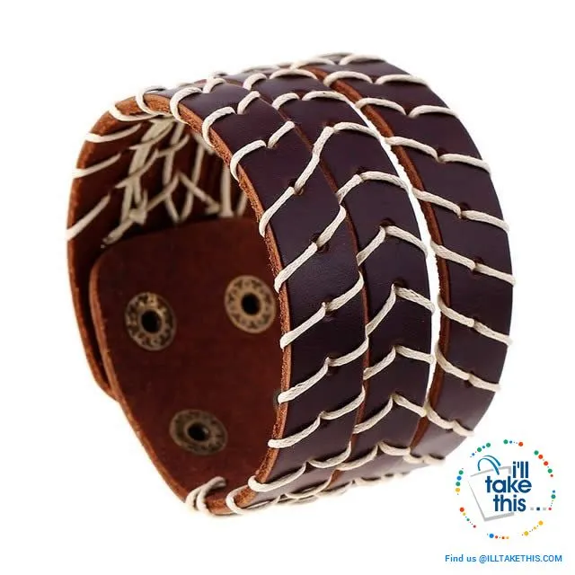 Punk/Vintage Style Wristband all made with Genuine Leather -  Braided, Wraps, Studs, Skulls   more