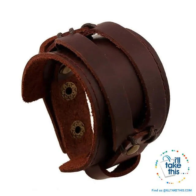 Punk/Vintage Style Wristband all made with Genuine Leather -  Braided, Wraps, Studs, Skulls   more