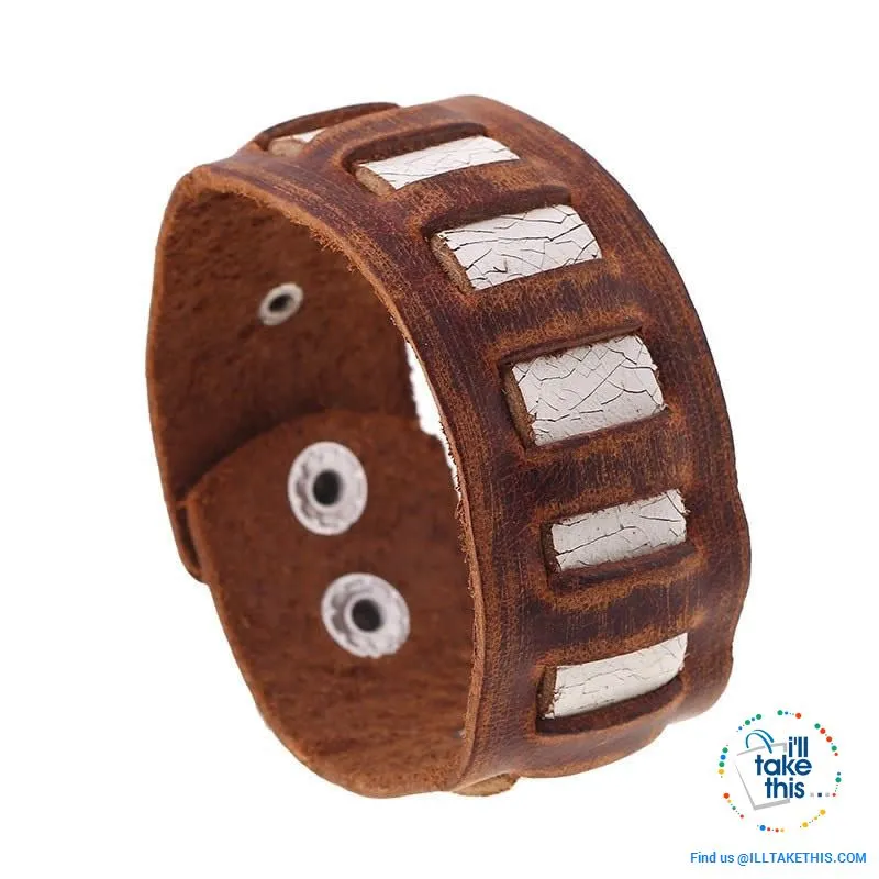 Punk/Vintage Style Wristband all made with Genuine Leather -  Braided, Wraps, Studs, Skulls   more