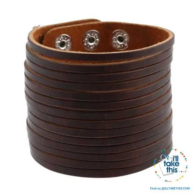 Punk/Vintage Style Wristband all made with Genuine Leather -  Braided, Wraps, Studs, Skulls   more