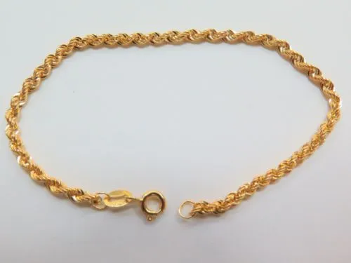 Pure Au750 18K Yellow Gold Bangle Women's Elegant Rope Link Chain Bracelet
