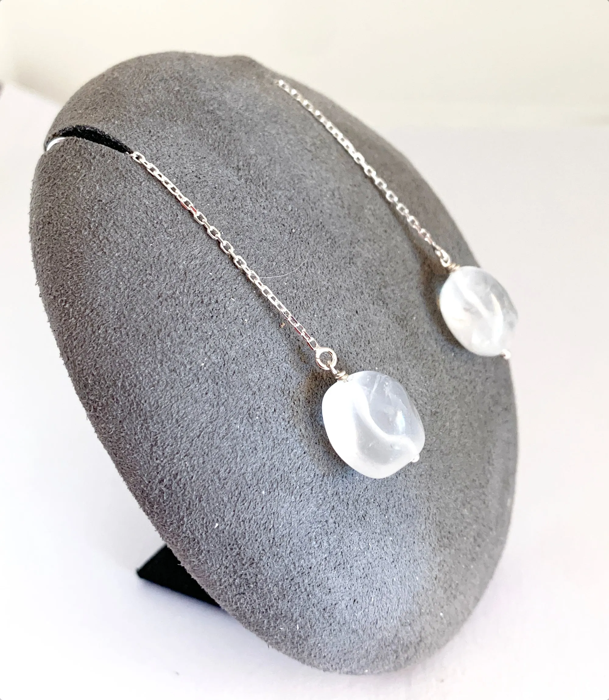 Quartz Threader Earrings in Sterling Silver