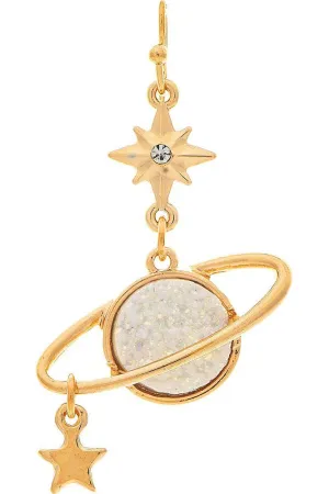 Rain Jewelry Gold White Saturn's Rings Orbit Earring