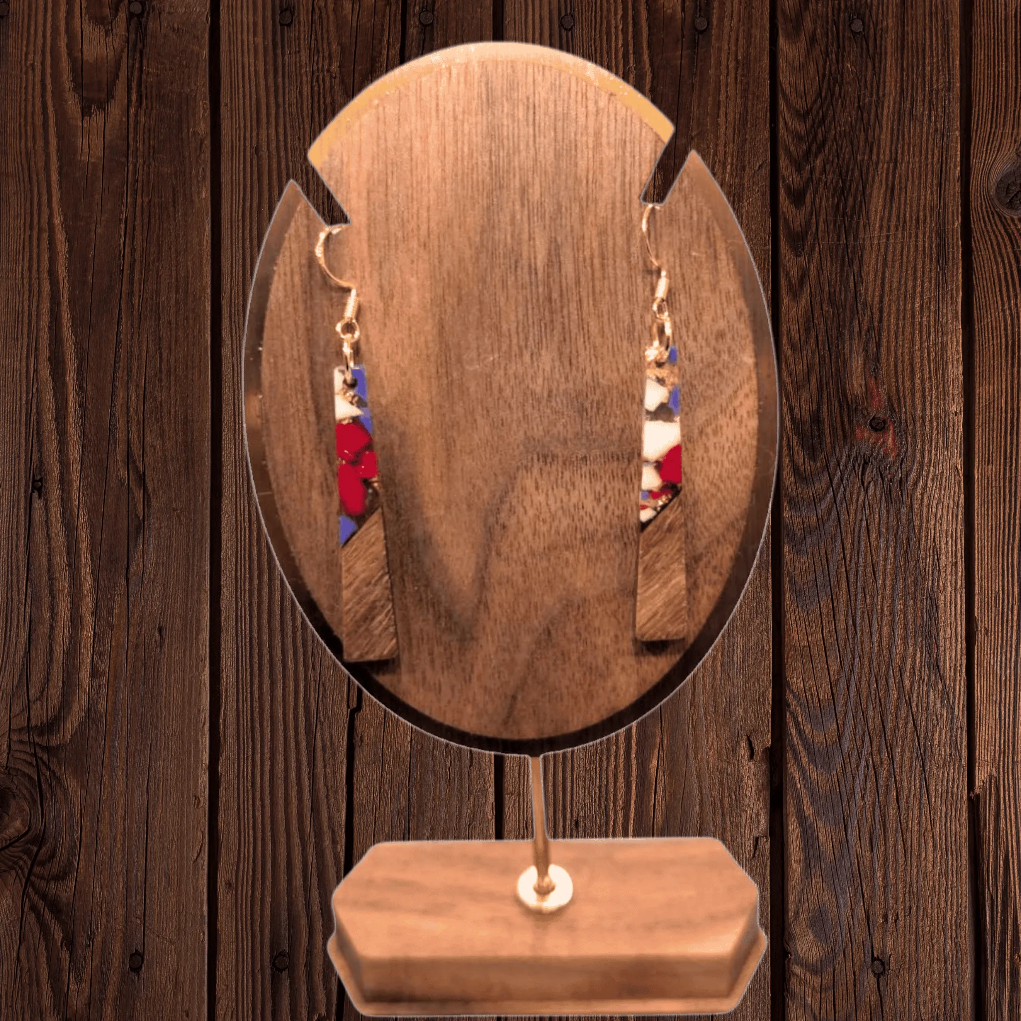 Resin and Wood Floral Earrings