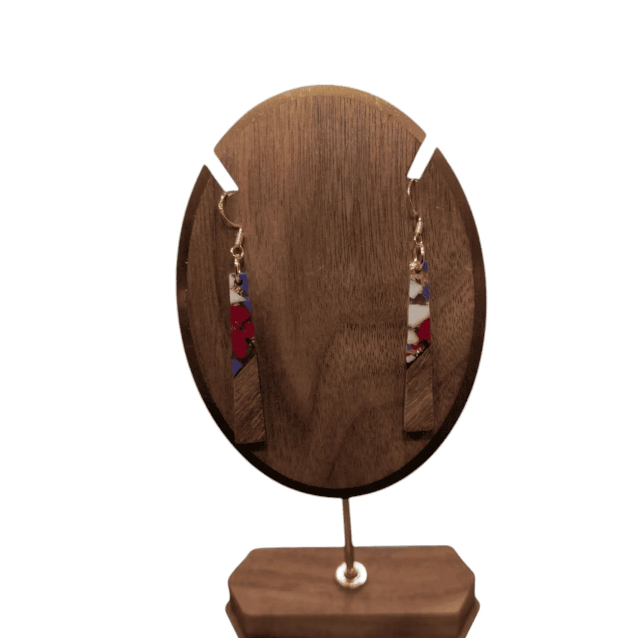 Resin and Wood Floral Earrings